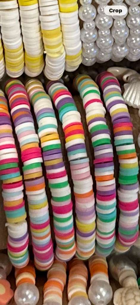 Confetti Pop bracelet with mixed rainbow striped clay beads