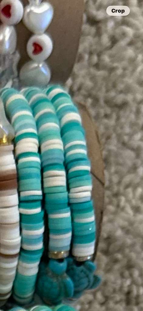 Turquoise Tide bracelet with turquoise, aqua, and white striped beads
